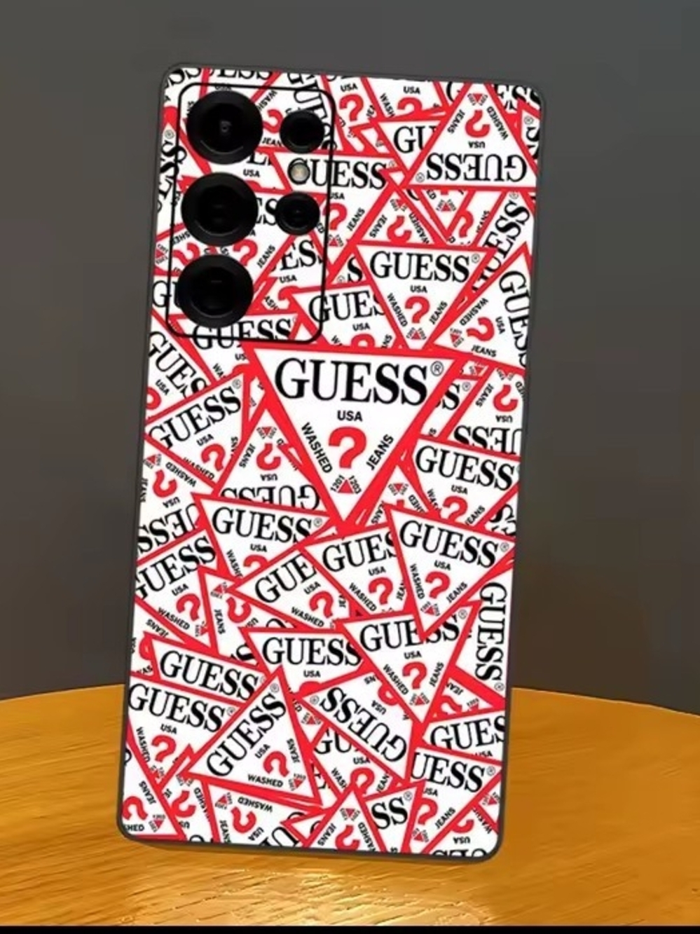 Guess Marciano Red and White Logo Pattern Phone Case